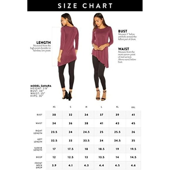 Rohb by Joyce Azria High Line Sleeve Asymmetrical Tee (Burgundy) Size M - Picture 4 of 6